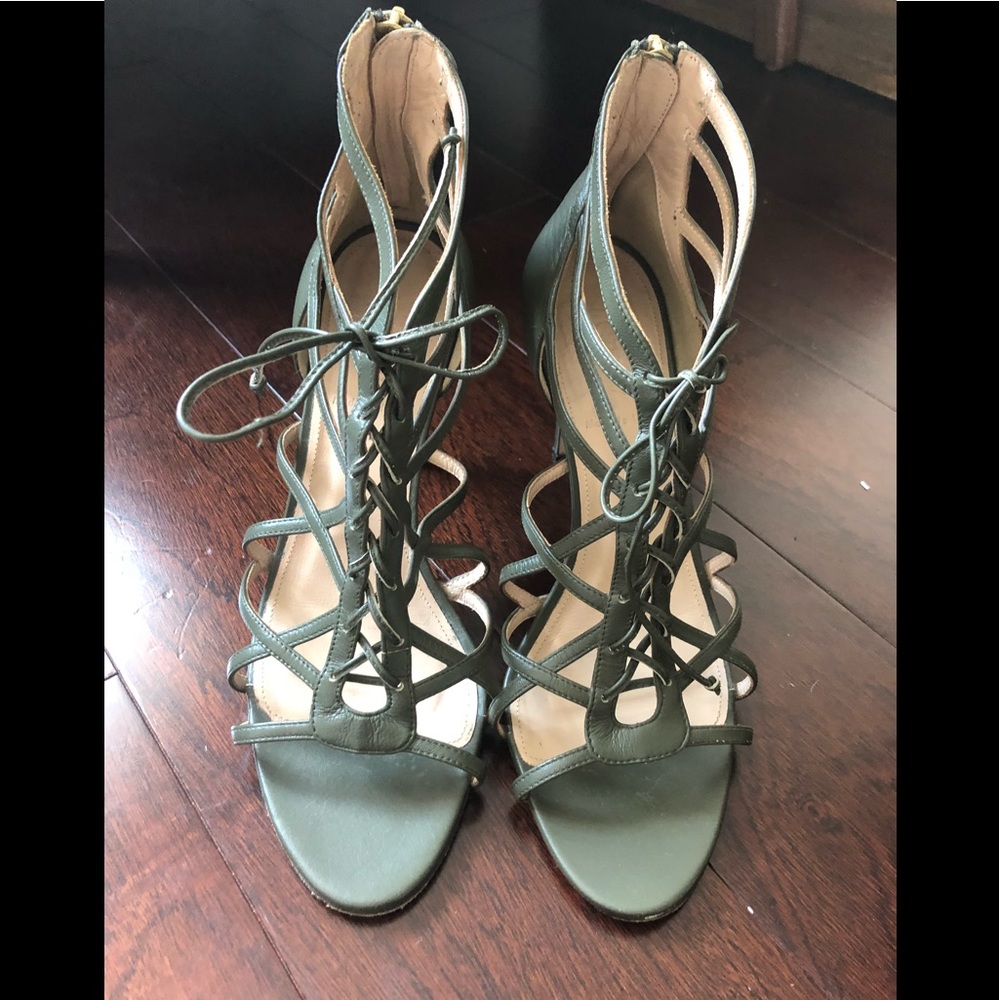 Italian leather lace up stilettos